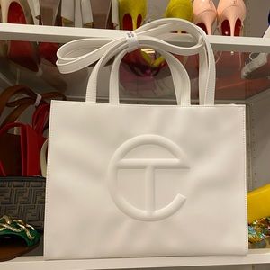 Telfar white medium shopping bag